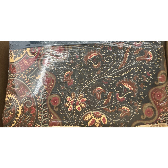 Vintage RALPH LAUREN TWIN Flat Sheet Whitbury Paisley Black Red Brown Combed - Picture 6 of 9